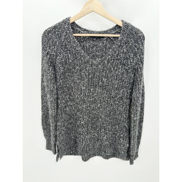 Sanctuary Grey Knit V-Neck Long Sleeve Side Slit Sweater Women's Size X-Small XS - Picture 1 of 9